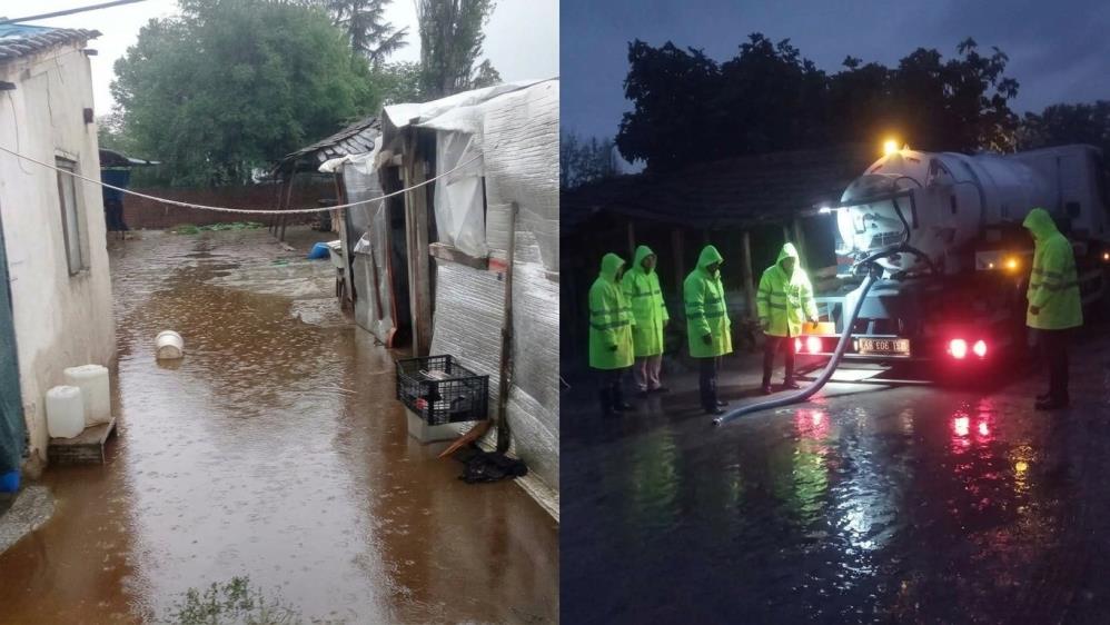 Bursa'da etkili olan sağanak yağışın ardından meydana gelen sel, su