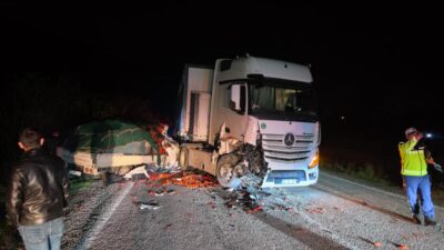 Bursa’nın İnegöl ilçesinde sollama yapan domates yüklü kamyonet, karşı yönden